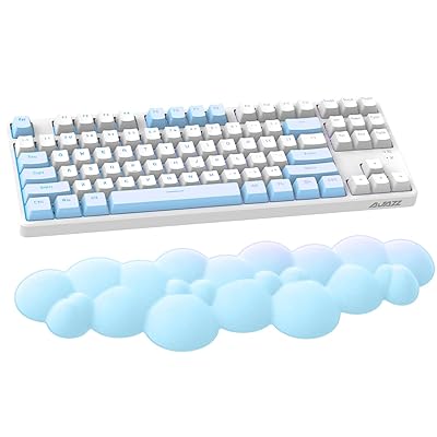 キーボードリストレスト 白 キーボード クッション雲状手首 低反発PU材質 疲労軽減 柔らかい素材 通気性 肌に刺激なし アームレスト 滑り止めベース メモリーフォーム パソコンクッション ゲーム/オフィス ブルー