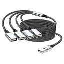USB分岐器 2m 4-in-1 USBケーブル USBからUSBアダプタ マルチソケットUSB分岐器 USBから4 USBマザーケーブル変換器マルチUSBポートUSB電源延長線、PC/自動車/ノートパソコン/Uディスク/テレビに適用(2)