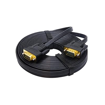 ディスプレーケーブル VGAケーブル 15m D-Sub 15pin オス-D-Sub 15pin オス 超薄型フラットデザイン ブラック