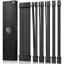 18AWG PC電源 延長ケーブル、GPU/CPU 用 PC スリーブケーブル キット、電源コンピュータ ケーブル延長ケーブル コーム付き、24PIN/(6+2...