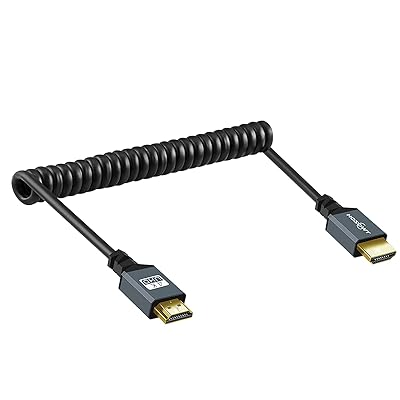 HDMI to HDMI ケーブル カール加工, HDMI ケーブル ストレッチスプリングケーブル オス-オス, 4k/60Hz伸縮調節可能 30CM(150CM延長対応)