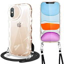 iPhone XS Max ケース クリア 軽量 耐衝撃 カバー アイフォンXS Max ショルダー スマホケース 肩掛け 斜めかけ 縄掛けケース 波状のエッジデザイン カバー 創意 個性 ストラップ付き 1.5M 取り外し可能 ワイヤレス充電対応(2)