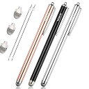 タッチペン iPad iPhone Android スマホ タブレット スタイラスペン 7mm導電繊維ペン先 交換ペン先3個+3本スタイラスペン タッチスクリーン対応(ブラック/シルバー/ローズゴールド)(2)