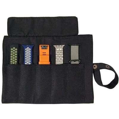 スマートウォッチバンド 収納バッグ 5本格納 キャンバスポータブル ウォッチバンド ホルダー 用のApple/Garmin/Samsungなどのスマートウォッチ用交換バンドを保管 (ブラック) スマートウォッチバンド 収納バッグ 5本格納 キャンバスポータブル ウォッチバンド ホルダー 用のApple/Garmin/Samsungなどのスマートウォッチ用交換バンドを保管 (ブラック)