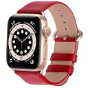 Apple Watch対応 バンド 38mm/40mm/41mm ベルト アップルウォッチバンド apple watch 9 8 7 6 5 4 3 2 1 SE SE2 Ultra Ultra2 バンド 本革レザー 交換バンド レッド+ローズゴール