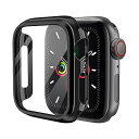 コンパチブル Apple Watch ケース Series SE2/SE/9/8/7/6/5/4 44mm PC+TPE材質 保護ケース 高耐久 耐衝撃 コンパチブルアップルウォッチ ケース超軽量 保護カバー ブラック(2)