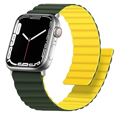 コンパチブル Apple Watch バンド49mm 46mm 45mm 44mm 42mm、磁気両面リバーシブルアップルウォッチバンド iWatch Ultra 2/Ultra シリーズ10/9/8/7/6/5/4/3/SE 用(緑/黄色) コンパチブル Apple Watch バンド49mm 46mm 45mm 44mm 42mm、磁気両面リバーシブルアップルウォッチバンド iWatch Ultra 2/Ultra シリーズ10/9/8/7/6/5/4/3/SE 用(緑/黄色)