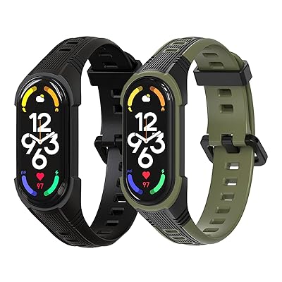 コンパチブル Xiaomi Mi Band 7 6 5 バンド - 2本セット、脱落しないシリコンの通気性の良いアウトドアスポーツスタイルベルト Miband7 交換バンド Miband6 交換ベルト Miband5 換えバンド (フルブラック+ブラ