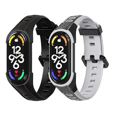 コンパチブル Xiaomi Mi Band 7 6 5 バンド - 2本セット、脱落しないシリコンの通気性の良いアウトドアスポーツスタイルベルト Miband7 交換バンド Miband6 交換ベルト Miband5 換えバンド (フルブラック+ブラ