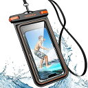 スマホ 防水ケース 水に浮く IP68防水防塵 クリア 顔認証 撮影 通話 画面操作 浮き輪 iPhone用 Android 6.8インチ以下対応 海 温泉 風呂 プール 雨 潜水 スマホ用 防水バック ブラック