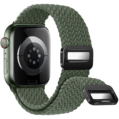 コンパチブル アップルウォッチ バンド Apple Watch バンド 磁気吸着式バックル 強力な磁石 サイズ調整が簡単 ナイロン素材 編み込み ソロループ 伸縮性 バンド 対応 Apple Watch Series Ultra SE 10 9 8