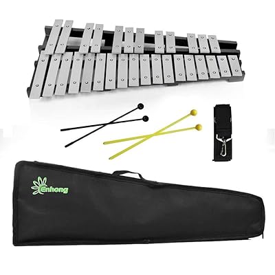 折り畳み 卓上 鉄琴 30音 マレット2本 サンクスギビングデー クリスマス 収納バッグ付き (シルバー)