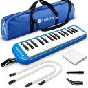 Melodica 鍵盤ハーモニカ 32鍵 【FDA認証取得】 最新2Way仕様 立奏卓奏 手提げ 肩掛け メロディー ピアノ 32鍵 多功能 2×卓奏用パイプ ...