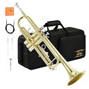 トランペット Bb調 Trumpet 初心者 清潔アクセサリー付 開学 学生 大人 (ゴールドブラス)