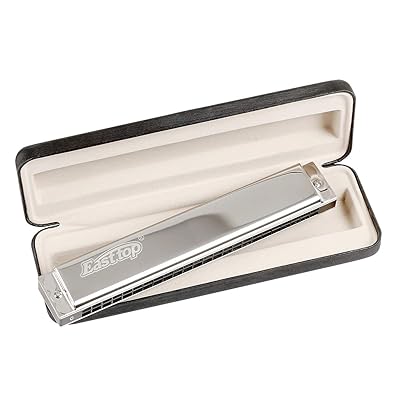 複音ハーモニカ トレモロハーモニカ C调 24ホール 真鍮カバー レザーケース 清潔布 初心者 専門家 勉強 練習用(T2403-C)