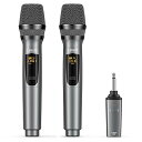 充電式ワイヤレスマイクダイナミックマイク UHF マイクロフォン 無線マイク ハンドヘルドマイク ミニレシーバ付き 会議/カラオケマイク/ホームパーティー に大...