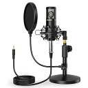 XLR-3.5mmマイク コンデンサーマイク マイクセット 単一指向性 配信用マイク アームスタンド/25mmラージカプセル 音響システム/アンプ/ミキサー向け...