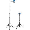 スマホスタンド 三脚 (収納42cm 最大長さ205 cm ) 4段階高さ調整 俯瞰撮影 転倒防止 アルミニウム合金 iphone 三脚 360度回転 グースネック スマホスタンド 三脚 iPhone 15 14 13 / Android スマホ等対