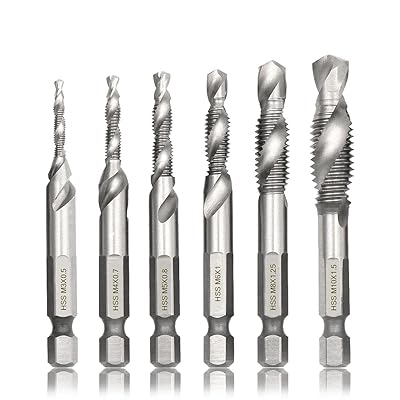 6本セット タップドリルセット ドリルビット 六角軸（6.35mm） 高速度鋼 （HSS） 面取りタップ M3 M4 M..