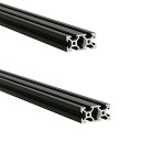 2個300mmアルミニウム押出Tスリットアルミプロファイル押出フレーム2040プリンタ3Dー部品用ヨーロッパ標準陽極酸化プロファイルフレームマシンリニアレールCNCDIY機器、電気泳動ブラック、
