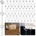 付箋クリップ ワイヤー ワイヤクリップ テーブルクリップ シンプル 置物 インテリア カードホルダー 写真ホルダー 多種多様なデザイン(3種類のスタイル:円形、星月、ハート型、合計60個入り)(3)