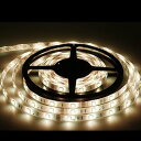 12V超高輝度 5M 600連 LEDテープ 防水 切断可能 白ベース/LEDグリーン 強力粘着両面テープ 正面発光 SMD 2835 (電球色)