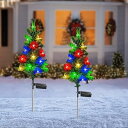 ガーデンライト クリスマス イルミネーションライト 屋外 防水 ソーラー 埋め込み 明るい 自動点灯 消灯 省エネ 照明飾り おしゃれ 2本セット クリスマス 飾り LEDライト 庭 雰囲気作り 飾りライト (クリスマスツリー A)
