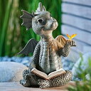 ドラゴンの置物 ガーデンオーナメント 可愛い動物の置物アウトドア 屋内屋外装飾 (読書ドラゴン)