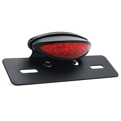汎用 LED スリム キャッツアイ テールランプ ナンバーライト ステー カスタム オートバイ ブレーキ レッドレンズ (Red)