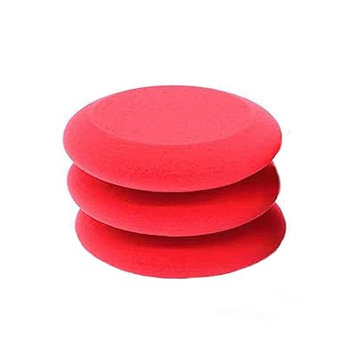 3点セット カーワックス アプリケーター 丸い ワックススポンジ 洗車 清潔 研磨 ふんわり高密度スポンジ ツヤ出し用 （レッド）