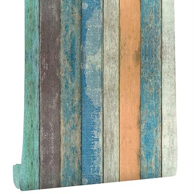 壁紙シール 45cmx6m 木目調 リメイクシート 防水 はがせる壁紙 接着剤不要 DIYシート 防カビ ウォールステッカー 地中海風