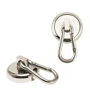 カラビナ フック 63kg ヘビー デューティ ネオジム マグネット スイベル バッグ グリル 財布 倉庫 42mm (L42-1 4)