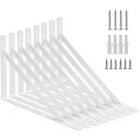 BUYIJIUGE棚受け金具L字型 アイアンブラケット 8本セット ビス付き (150x95x16mm, 白い)