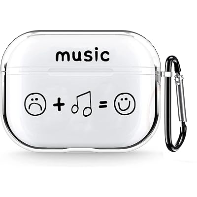 AirPods Pro ケース おしゃれ クリア シンプル ミュージック 音楽 Music 創意 デザイン 透明 エアーポッズ プロ カバー カラビナ付き 20...