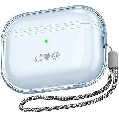 Airpods Pro 第2世代 ケース 透明保護カバー 分離式 LED可視 全面保護 落下防止 キズ防止 耐衝撃 防塵 Airpods Pro 2（2022）用 (Airpods Pro 第2世代, ブルー)