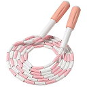 なわとび 小学生 初心者向け ビーズロープ 練習用 スポーツなわとび 2.3m/2.8m 幼児/子供/ジュニア/大人用 (280cm, ホワイト/ピンク)