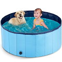 プール 子供用プール 犬用プール ペット用 バスプール 頑丈設計 折り畳み式 収納便利 排水キャップ付 空気入れ不要 屋内用 お庭用 水遊び 直径160x高さ40cm(ブルー)