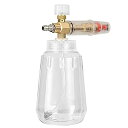 フォームキャノン 1.0L 洗車用フォームガン 1/4クイックコネクター付き 圧力洗浄ガン用 高圧洗浄機用 フォームランス 高発泡 ダイヤル付き 泡量調節可能 スノーフォーム (透明)
