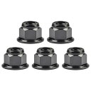 自転車用オートバイ用チタンナットM6 / M8 / M10 / M12 ロックナットフランジ5個 (M6, ブラック)