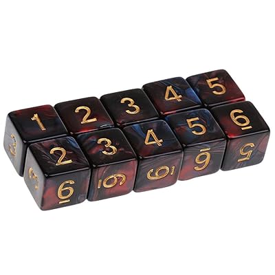 10個 多面体ダイス D6サイコロ 6面ダイス16mm Dungeons and Dragons DND TRPG MTGサイコロなどテーブルゲーム用 (レッド ブルー)
