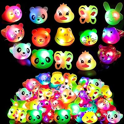 光る指輪 おもちゃ 27個入 動物 お祭り 景品 おもちゃ 子ども 縁日グッズ ライブ用 キラキラリング ピカピカ 光るリング 子供・大人対応可 6歳以上の商品画像