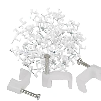 ケーブル 固定 フラットケーブルクリップネイル コードまたはケーブルを固定 ケーブル カバー 壁 釘止めタイプ 配線収納 ケーブル固定用 方形 ホワイト10mm 100個入り(4)