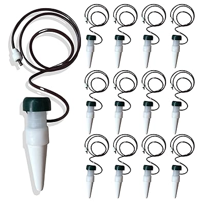 自動給水器 水やり器 サイフォン式 給水キャップ 簡単設置 長時間ガーデニング向け 鉢植え・園芸・屋内外用 (ひも付き 12個セット)