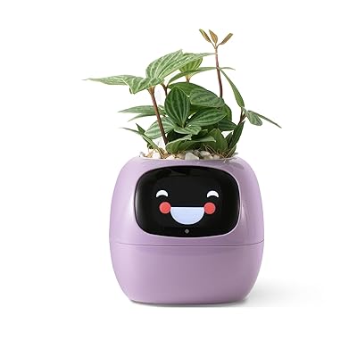 乐天商城 - スマートペットプランター ロボットガイダンス 絵文字付き植物の世話、豊かなジェスチャーの相互作用を持つ愛らしい植物の仲間、きちんとしたデスクセットアップギフト(パープル)