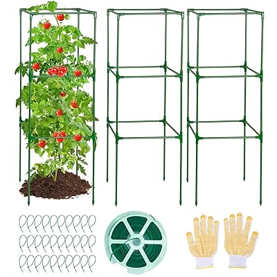 3個 トマト栽培ケージ、植物ケージ クライミング、120cm 園芸植物サポートケージ、庭栽培トマト、つる用の鉢植え植物サポート