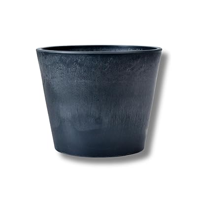 樂天商城 - 多用途 植木鉢 8号 石のような自然な色味 プラスチック複合製 底穴あり 受け皿別売り セットで購入すればお得 大阪倉庫から即日出荷 軽量で丈夫 (ブラック, 中型 8号)