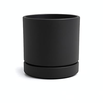 植木鉢 受け皿付き 4号（φ12CM） 樹脂・石粉エコ素材 耐侯・防水 マット質感なオシャレ鉢 (ブラック, 4号)