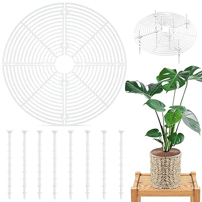 猫 植物 ガード 植木鉢 グリッド 3色から選べる 0～30cm 自由裁断可能 中空デザイン 土壌保護 転倒防止 ペット対策 観葉植物用 オフィス ホテル インテリア 商業施設 園芸アクセサリー (ホワイト)