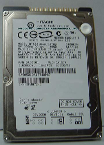 【中古】hts541640j9at00 Hitachi Travelstar 5 K160 40 GB 5400rpm内蔵2.5 Inc