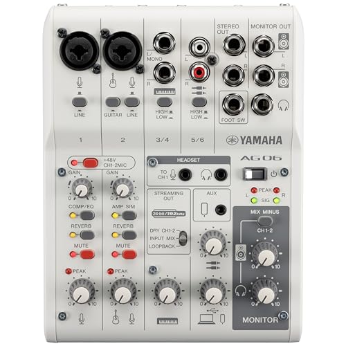 ヤマハ(YAMAHA) ライブストリーミングミキサー 6チャンネル ブラック AG06MK2 B・2本のコンデンサーマイクを同時使用可能・+48 V ファンタムパワー (CH1-2)・高解像度 (24-bit 192kHz)の 2トラック録音再生・エレキギター用Hi-Z入力 (CH2)・柔軟な LOOPBACK 機能ブランド: ヤマハ(YAMAHA)メーカー: ヤマハ型番: AG06MK2JAN: 4957812677370・中古品のため使用に影響ない程度の使用感・経年劣化（傷、汚れなど）がある場合がございます。 ・商品画像はイメージとなりますので、実際の商品内容やコンディションは異なる場合がございます。 ・特典・付属品・パッケージ・プロダクトコード・ダウンロードコード等は付属していない場合がございます。 ・画像はイメージですので画像の通りではないこともございます。各種ビデオデッキやプレーヤーのリモコン等は付属してない場合もございます。 商品タイトルに記載があっても限定版の付属品、特典、ダウンロードコードなどは無い場合もございます。 ・商品名に「レンタル落ち 」と記載されている商品につきましてはディスクやジャケットに管理シール（値札・セキュリティータグ・バーコード等含みます）が貼付されている場合がございます。ディスクの再生に支障の無い程度の傷やジャケットに傷みが見られる場合がありますので予めご了承ください。 ・当店ではすり替え対策店として、すり替え防止のためシリアルナンバーを控えております。 ・お客様都合によるご注文後のキャンセル・返品はお受けしておりませんのでご了承下さい。 ・ご質問等につきましてはメッセージまたはメールにてお願い致します。 ご注文からお届けまでの流れ 1.ご注文は24時間受け付けております。 2.ご注文・ご決済後、自動注文確認メールが送信されます。 3.商品の検品と梱包を行います。商品に万が一不具合などが発見されました場合にはお問合せフォーム等にてご連絡させていただきます。 4.お届けまで3-5営業日程度で発送され、発送完了後に出荷完了メールにてご連絡致します。お届け日の指定を設定しないことで最短発送となります。